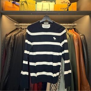 RARE VINTAGE Y2K Abercrombie & Fitch Bradley Pond Sweater in Navy/White